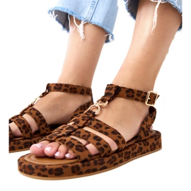 Panther Sandals di donne romane fissate sulla caviglia Nargiz multicolore