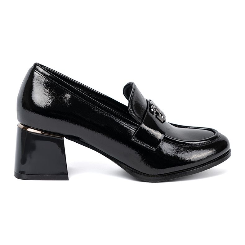 Goodin Scarpe verniciate con decorazione d'argento nero