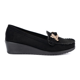 Shelvt Scarpe in pelle scamosciata nera con orsacchiotto decorativo nero