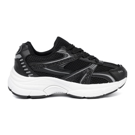 Shelvt Sneaker nere con mesh e suola bianca nero