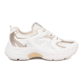 Shelvt Sneaker bianche con beige e inserti d'oro bianca