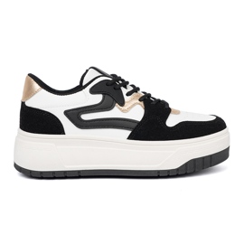 Shelvt Sneaker in bianco e nero con dettagli dorati