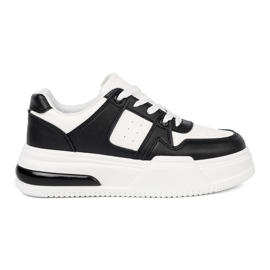 Shelvt Eleganti sneaker in bianco e nero con una suola spessa