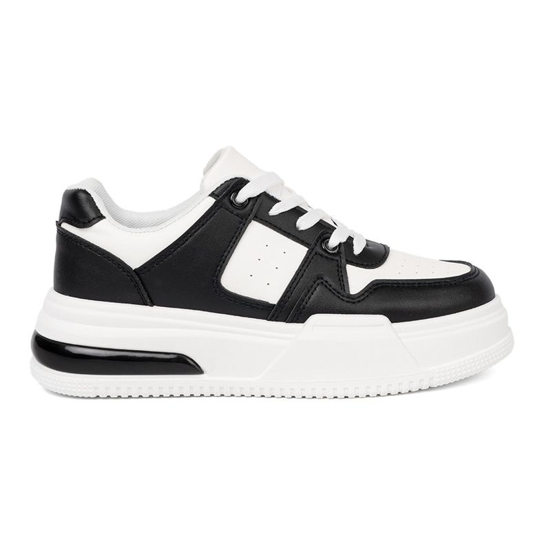 Shelvt Eleganti sneaker in bianco e nero con una suola spessa