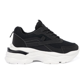 Shelvt Sneaker sportive nere su una sunella bianca spessa nero