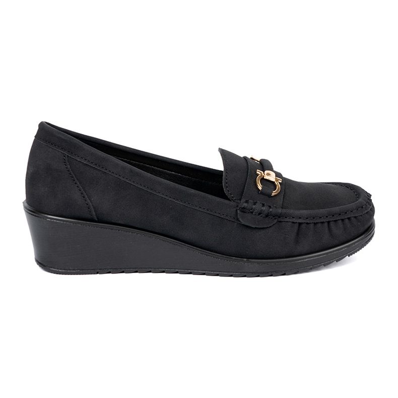 Shelvt Scarpe a cuneo nero con un ornamento