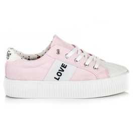 Kylie Sneakers con plateau Love &amp; Peace rosa