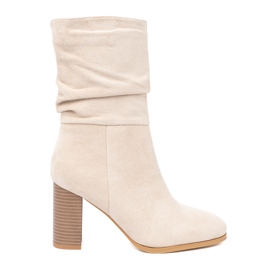 Shelvt Stivali beige leggeri con tomaia increspata e tallone