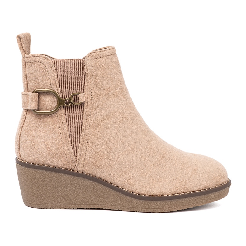 Shelvt Stivali da donna beige su un cuneo comodo e basso