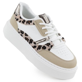 Scarpe sportive sulla piattaforma ZZ con stampa leopardo Big Star SS274357 bianca