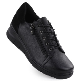 Scarpe in pelle da donna con spicchi neri Vinceza 39964 nero