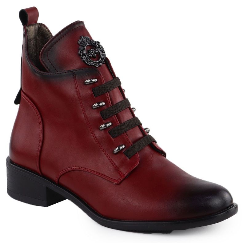 Stivali da donna con tacco piatto isolato Jezzi rosso ASA198-21