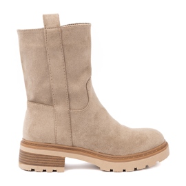 Shelvt Stivali beige minimalisti realizzati in pelle scamosciata morbida