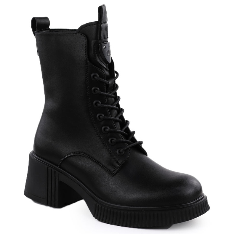 Stivali da donna in pelle sul blocco nero Vinceza 66671