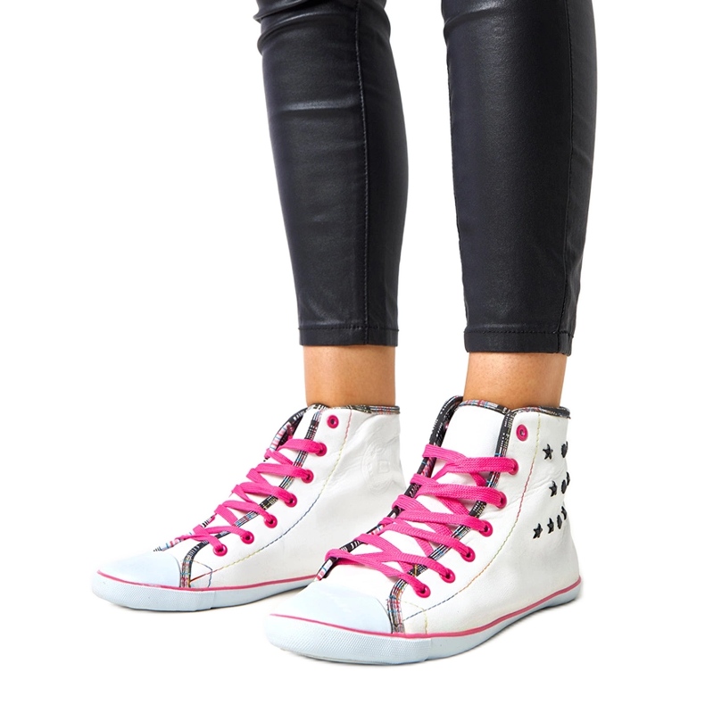 Sneaker alla caviglia bianca con un modello geometrico kalerrt