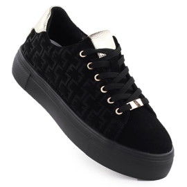 Sneaker per scarpe in pelle da donna sulla piattaforma nera filippo dp6850