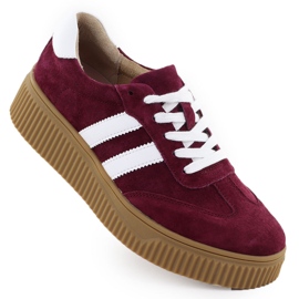 Scarpe in pelle da donna sulla piattaforma Borgogna filippo DP6776 rosso