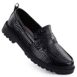 Scarpe in pelle da donna Varnished mocassini Kroko Black Filippo DP7409