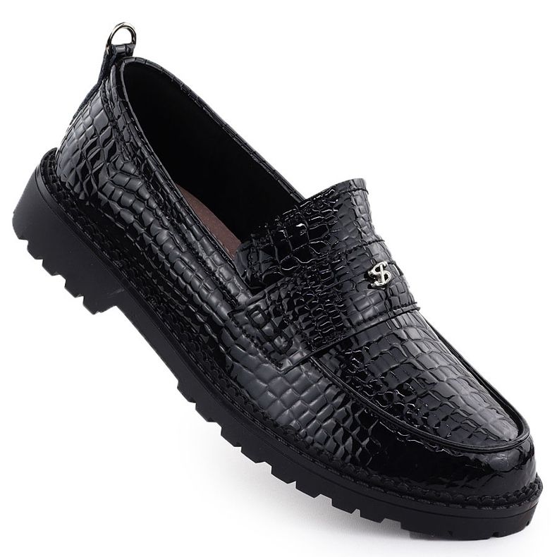 Scarpe in pelle da donna Varnished mocassini Kroko Black Filippo DP7409