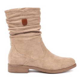 Shelvt Stivali beige con una tomaia increspata