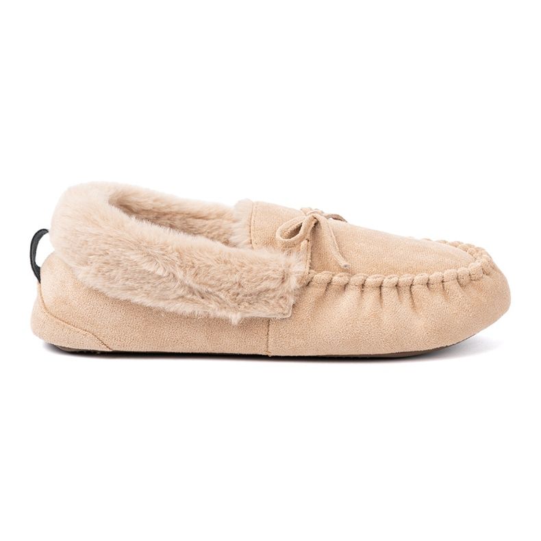 Shelvt Calde pantofole di beige come mocassini con un arco