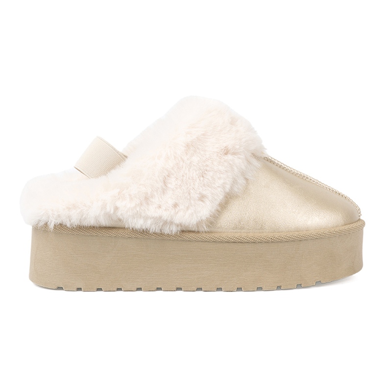 Shelvt Scarpe dorate e stivali da neve con pelliccia bianca d'oro