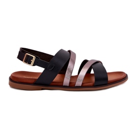 Sandali da donna a copertura piatta con Sergio Leone SK086H Stripes nero