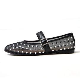 Ballerinas a maglie nere con cristalli Malmo nero