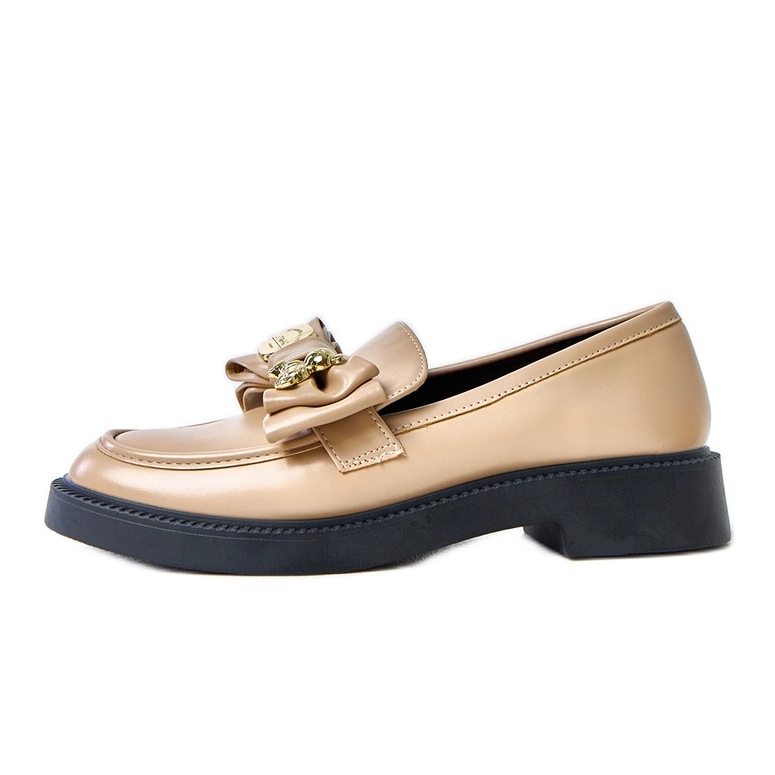 Mocassini beige con arco e teriwa orso