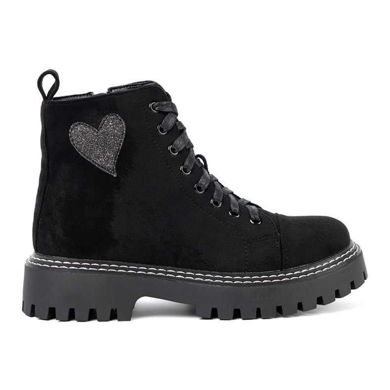 Shelvt Stivali in pizzo nero con un cuore lucido
