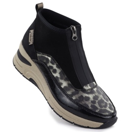 Stivali da donna con zeppe neri Rieker N9362-00