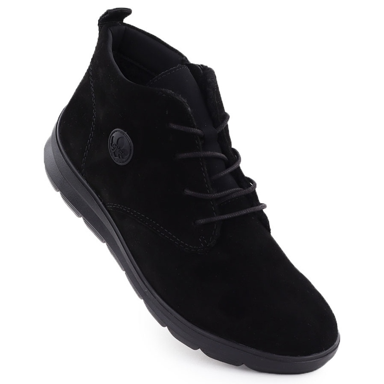 Stivali in pelle da donna in pelle nera Rieker Z0022-00 nero