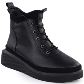 Stivali di pelle da donna sulla piattaforma Black Filippo Black Isolato DBT4799 nero