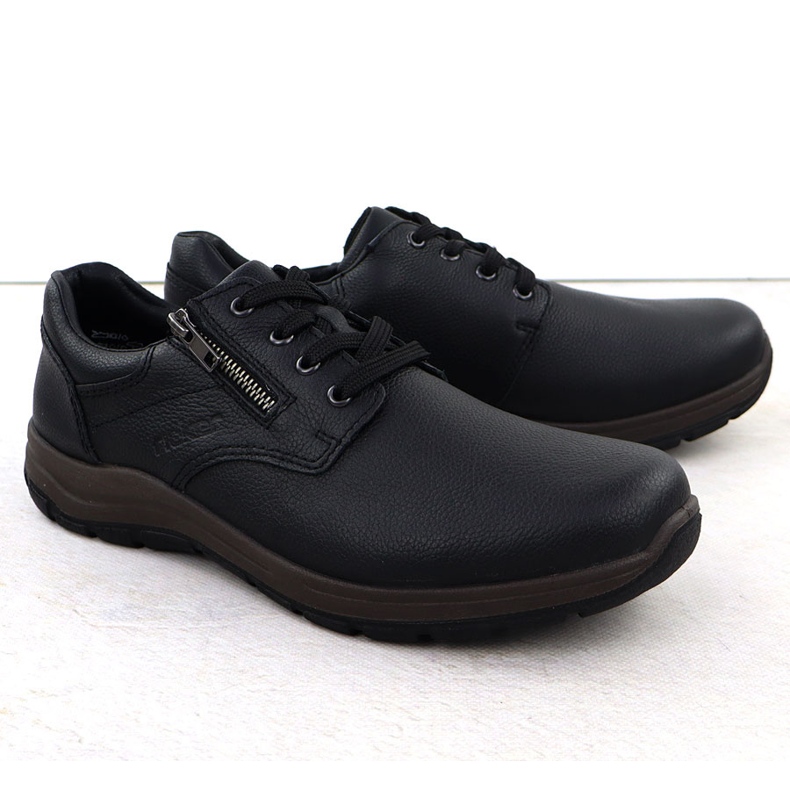 Scarpe in pelle maschile sul Rieker nero 03604-00
