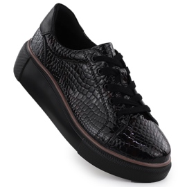Scarpe in pelle da donna Varnished Krok Black T.Sokolski J24-286