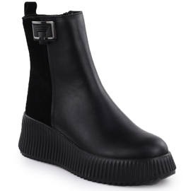 Stivali di pelle da donna con zeppe neri filippo dbt7268