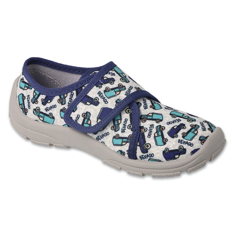 Pantofole per bambini Befado 974X529 grigie con macchinine grigio