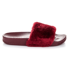 L. Day Pantofole Bordeaux Con Pelliccia rosso