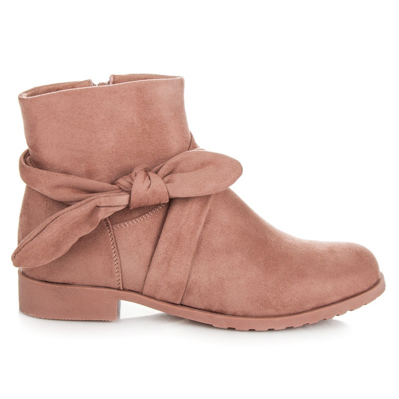 Ideal Shoes Stivaletti in pelle scamosciata con cerniera rosa