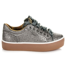 Kylie Sneakers con pelliccia grigio