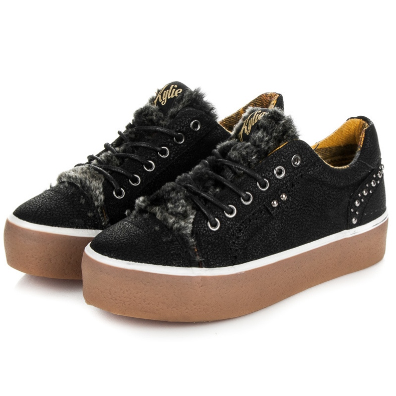 Kylie Sneakers Con Pelliccia nero