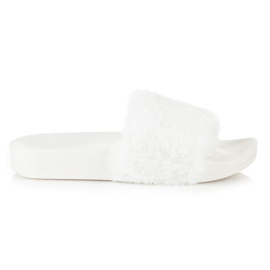 Via Giulia  Infradito bianche con pelliccia bianco