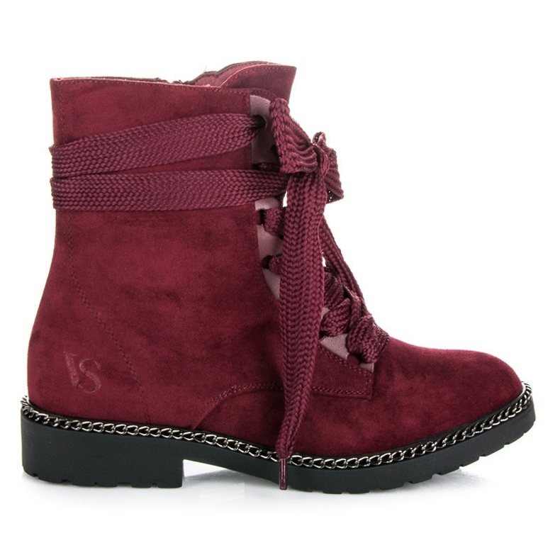 Vices New Collection Stivali con lacci larghi bordeaux rosso