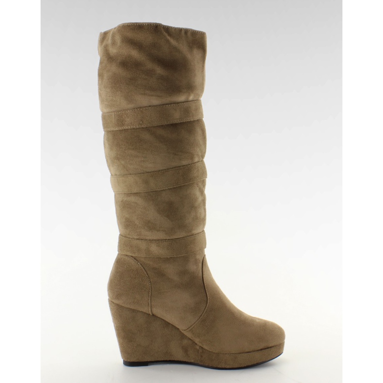 Stivali con zeppa TE830-7Y taupe marrone
