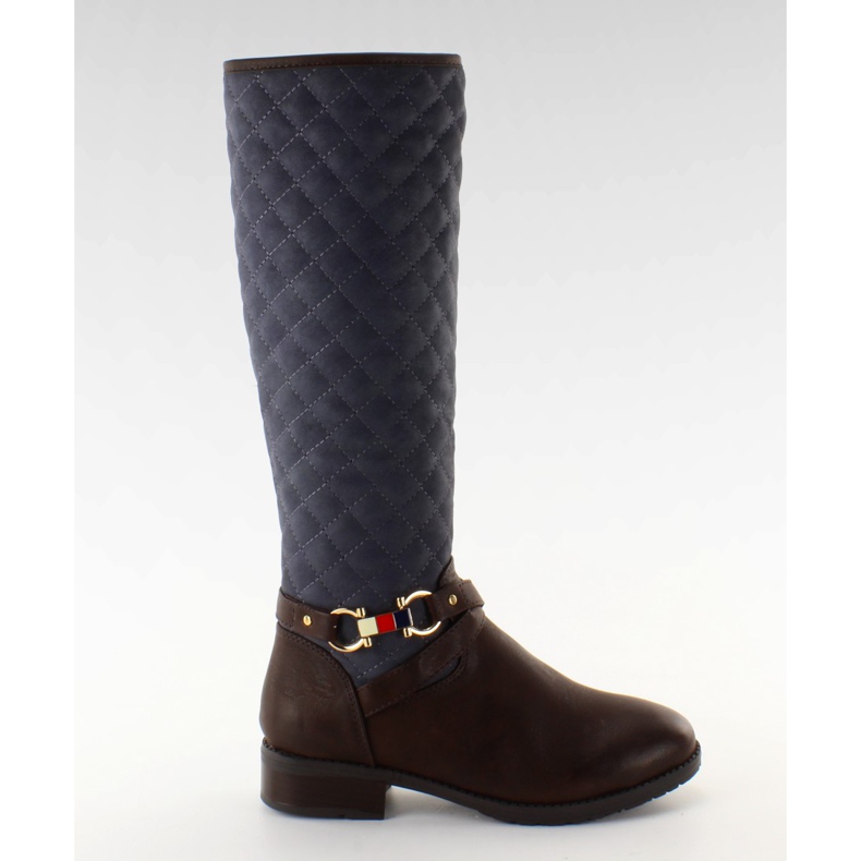 X706 Stivali trapuntati Blu scuro-marrone blu navy