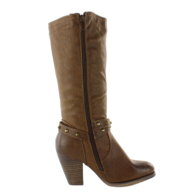 Stivali da cowboy marroni con tacco Z6286 marrone