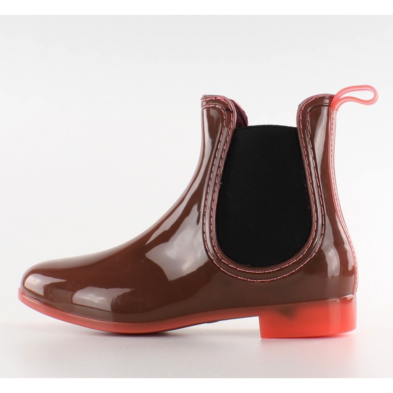 Wellingtons con tallone trasparente PT28 corallo marrone