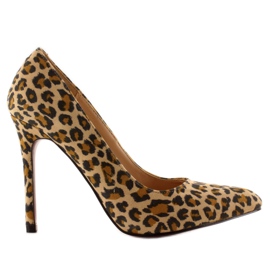 Tacchi alti laccati E332 leopardo marrone