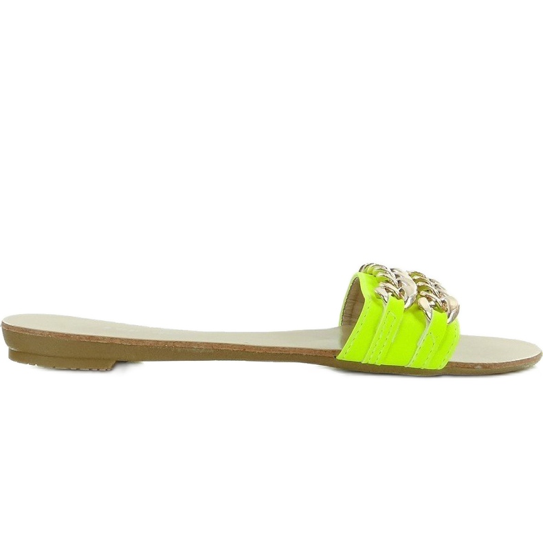 Ciabatte con catena oro MB-6272 giallo-fluo d'oro