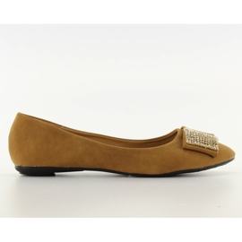 Ballerine con zirconi cubici 619-170 cammello marrone